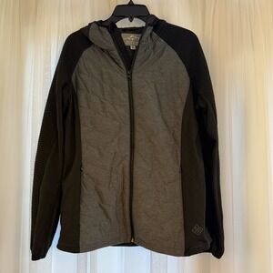 Sea To Sky New Zealand Unisex black/grey Quilted Zip Up Hooded Jacket Sz XL